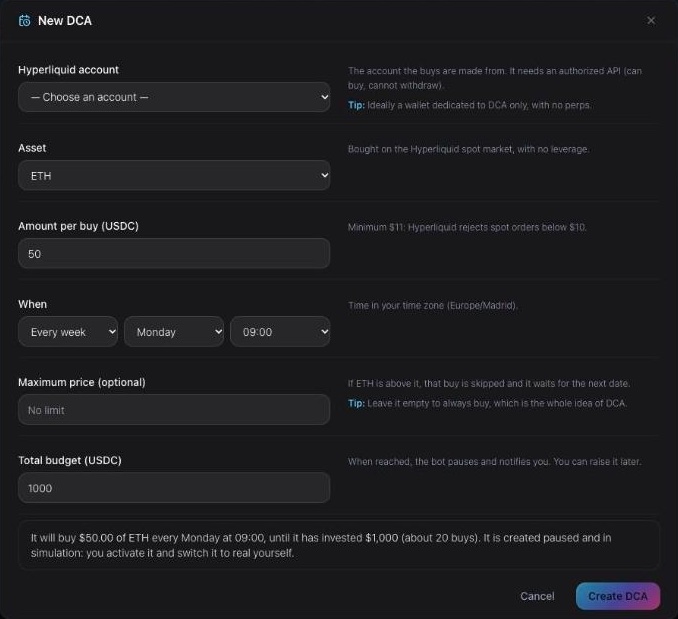 Setting up a recurring-buy bot