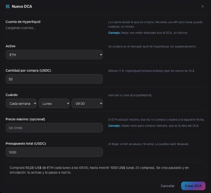 Setting up a recurring-buy bot
